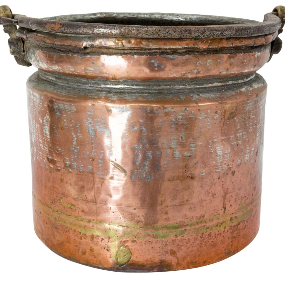 19th Century Planter Copper Jardinière with Handle, SW France
